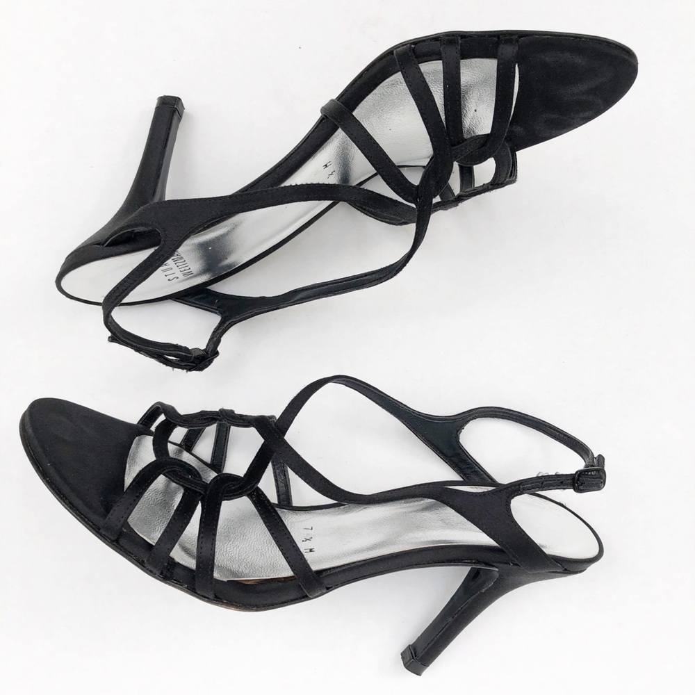 Stuart Weitzman Turning Up Black Strappy Sandals